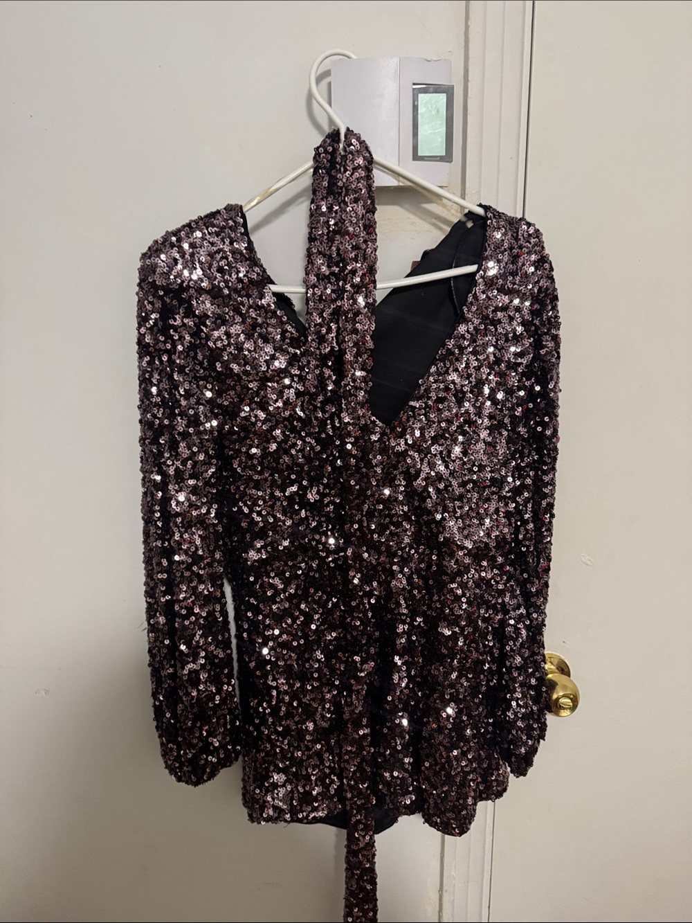 Fashion Nova Plum Sequin Wrap Crop Top